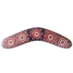 10" / 25cm BOOMERANG + STAND - HARDWOOD - ABORIGINAL ART - WOMEN’S BUSINESS - AUSTRALIA, INDIGENOUS, SOUVENIR, GIFT