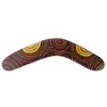 12" / 30cm BOOMERANG - HARDWOOD - ABORIGINAL ART - CINDY WALLACE, YELLOW, PURPLE - AUSTRALIA, INDIGENOUS, SOUVENIR, GIFT