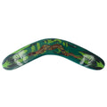 12" / 30cm BOOMERANG - HARDWOOD - ABORIGINAL ART - SNAKE, GREEN - AUSTRALIA, INDIGENOUS, SOUVENIR, GIFT
