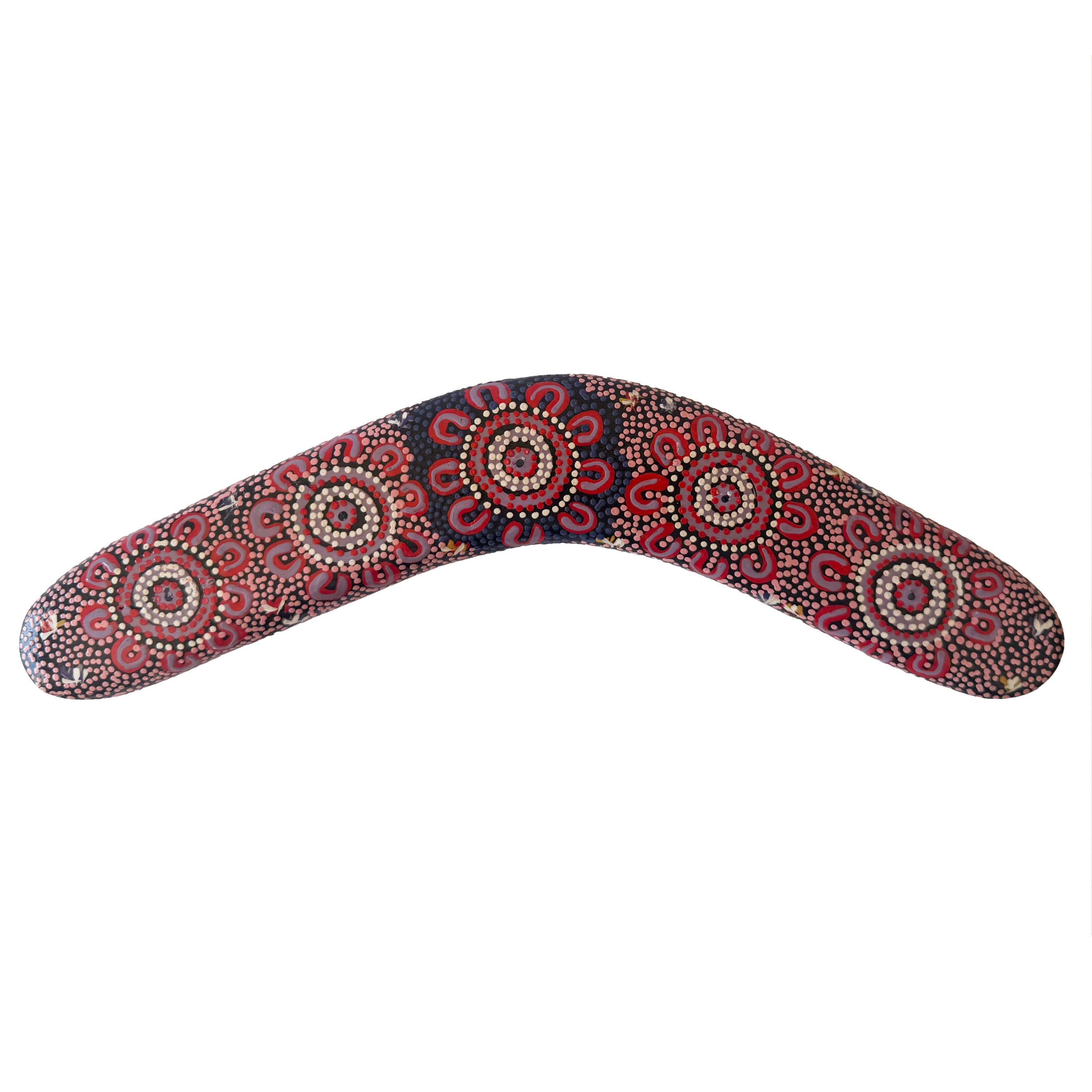 12" / 30cm BOOMERANG - HARDWOOD - ABORIGINAL ART - WOMEN’S BUSINESS - AUSTRALIA, INDIGENOUS, SOUVENIR, GIFT