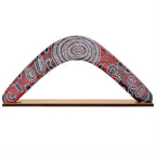 14" / 35cm RETURNING BOOMERANG + STAND - ABORIGINAL ART - MADE IN AUSTRALIA - SAMANTHA NAPANGARTI - INDIGENOUS, SOUVENIR, GIFT
