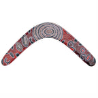 14" / 35cm RETURNING BOOMERANG + STAND - ABORIGINAL ART - MADE IN AUSTRALIA - SAMANTHA NAPANGARTI - INDIGENOUS, SOUVENIR, GIFT