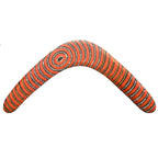 14" / 35cm RETURNING BOOMERANG + STAND - ABORIGINAL ART - WENTJA MORGAN - AUSTRALIA, INDIGENOUS, SOUVENIR, GIFT