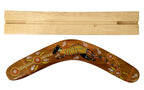 14" / 35cm BOOMERANG + STAND - HARDWOOD - ABORIGINAL ART - KANGAROO - AUSTRALIA, INDIGENOUS, SOUVENIR, GIFT