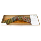 14" / 35cm BOOMERANG + STAND - HARDWOOD - ABORIGINAL ART - CINDY WALLACE, CIRCLES - AUSTRALIA, INDIGENOUS, SOUVENIR, GIFT