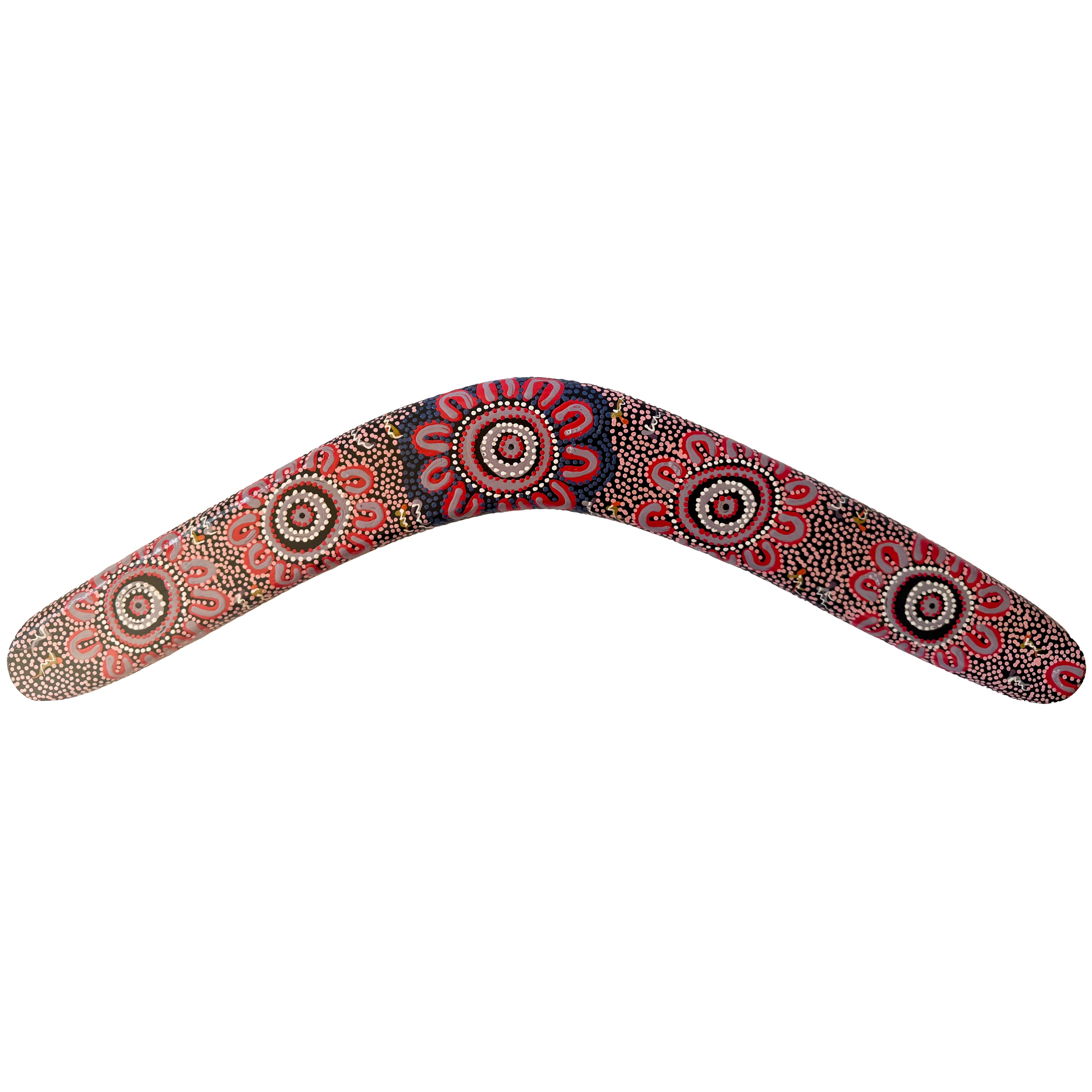 22" / 55cm BOOMERANG - HARDWOOD - ABORIGINAL ART - WOMEN’S BUSINESS - AUSTRALIA, INDIGENOUS, SOUVENIR, GIFT