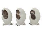 OWL FIGURINE x 3 - THREE CHEEKY OWLS, 10cmH - STANDING ORNAMENT - AUSTRALIA, SOUVENIR, GIFT, BIRD
