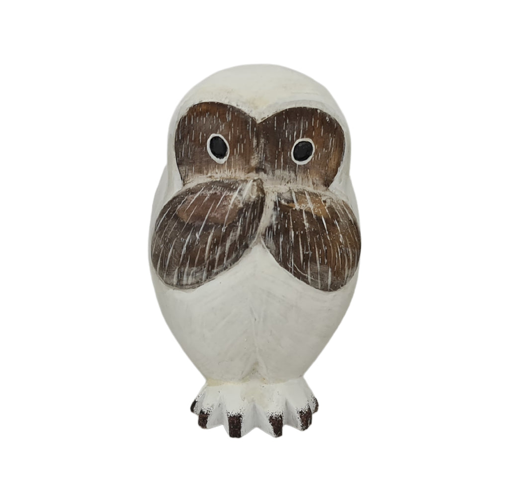 OWL FIGURINE x 3 - THREE CHEEKY OWLS, 10cmH - STANDING ORNAMENT - AUSTRALIA, SOUVENIR, GIFT, BIRD