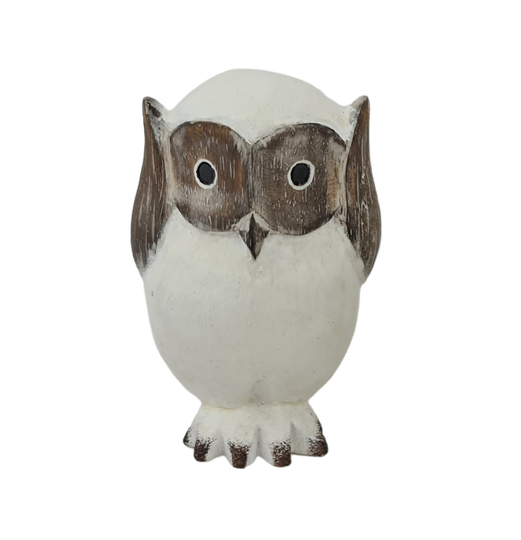 OWL FIGURINE x 3 - THREE CHEEKY OWLS, 10cmH - STANDING ORNAMENT - AUSTRALIA, SOUVENIR, GIFT, BIRD