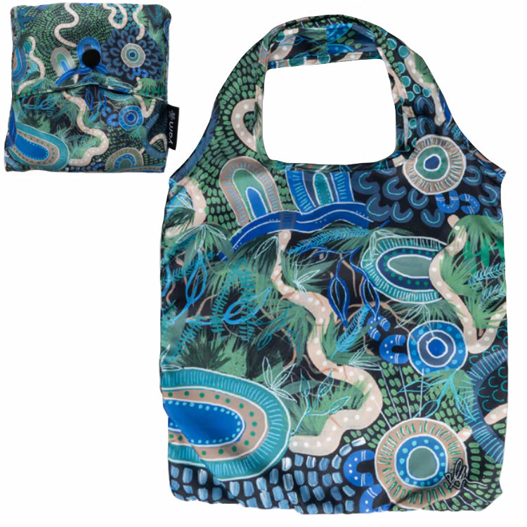 3 x SHOPPING BAGS, TOTE BAGS, BEACH BAGS, SWIMMING BAGS - ABORIGINAL ART - REUSABLE, WATERPROOF - ARTIST COLLECTION, CAITLYN DAVIES-PLUMMER - AUSTRALIA, INDIGENOUS, SOUVENIR, GIFT