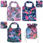 3 x SHOPPING BAGS, TOTE BAGS, BEACH BAGS, SWIMMING BAGS - ABORIGINAL ART - REUSABLE, WATERPROOF - NATIVE FLOWERS, JESSICA BEGG - AUSTRALIA, INDIGENOUS, SOUVENIR, GIFT