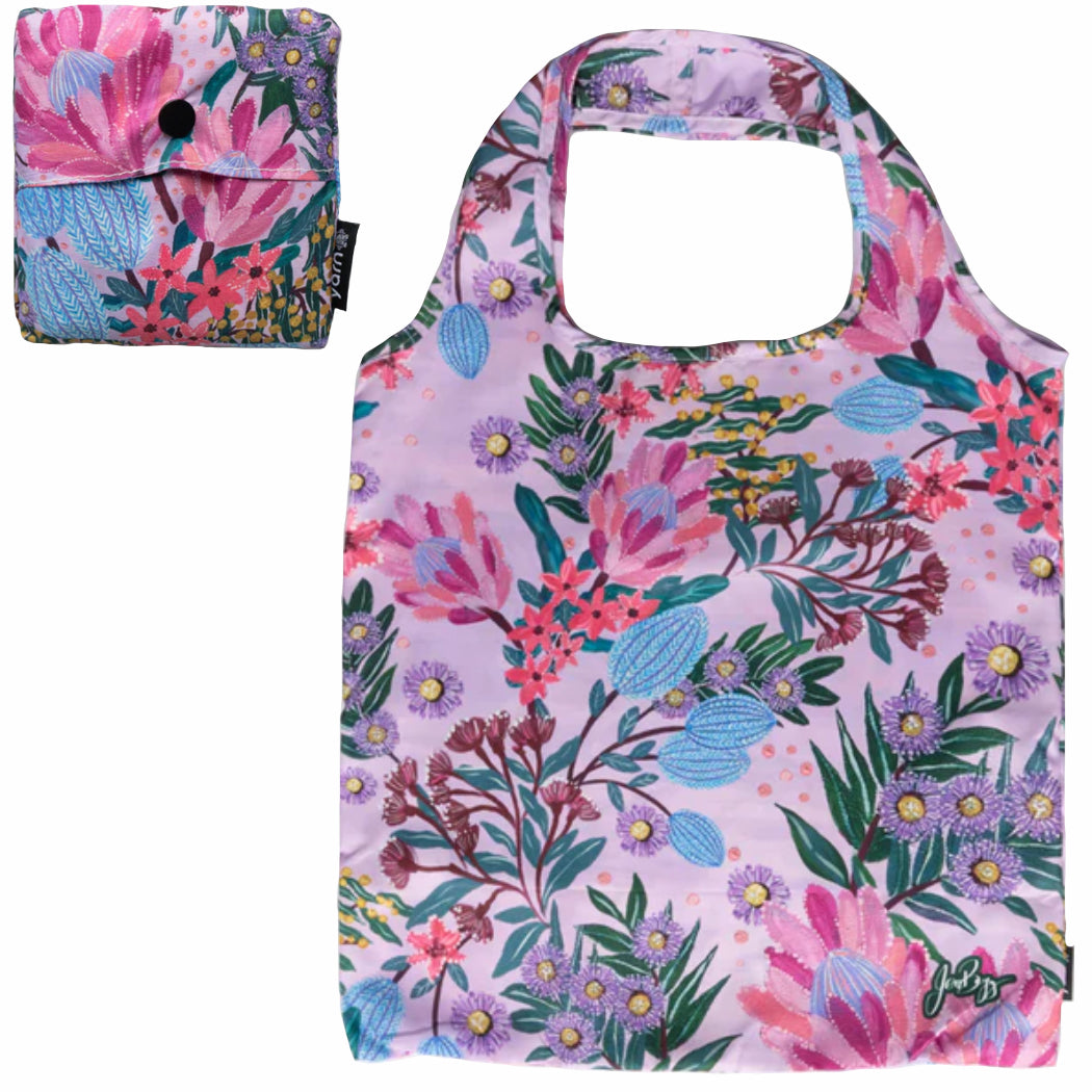 3 x SHOPPING BAGS, TOTE BAGS, BEACH BAGS, SWIMMING BAGS - ABORIGINAL ART - REUSABLE, WATERPROOF - NATIVE FLOWERS, JESSICA BEGG - AUSTRALIA, INDIGENOUS, SOUVENIR, GIFT