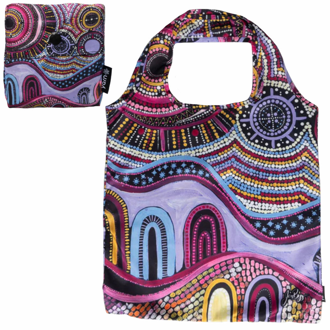 3 x SHOPPING BAGS, TOTE BAGS, BEACH BAGS, SWIMMING BAGS - ABORIGINAL ART - REUSABLE, WATERPROOF - ARTIST COLLECTION, JESSICA BEGG - AUSTRALIA, INDIGENOUS, SOUVENIR, GIFT