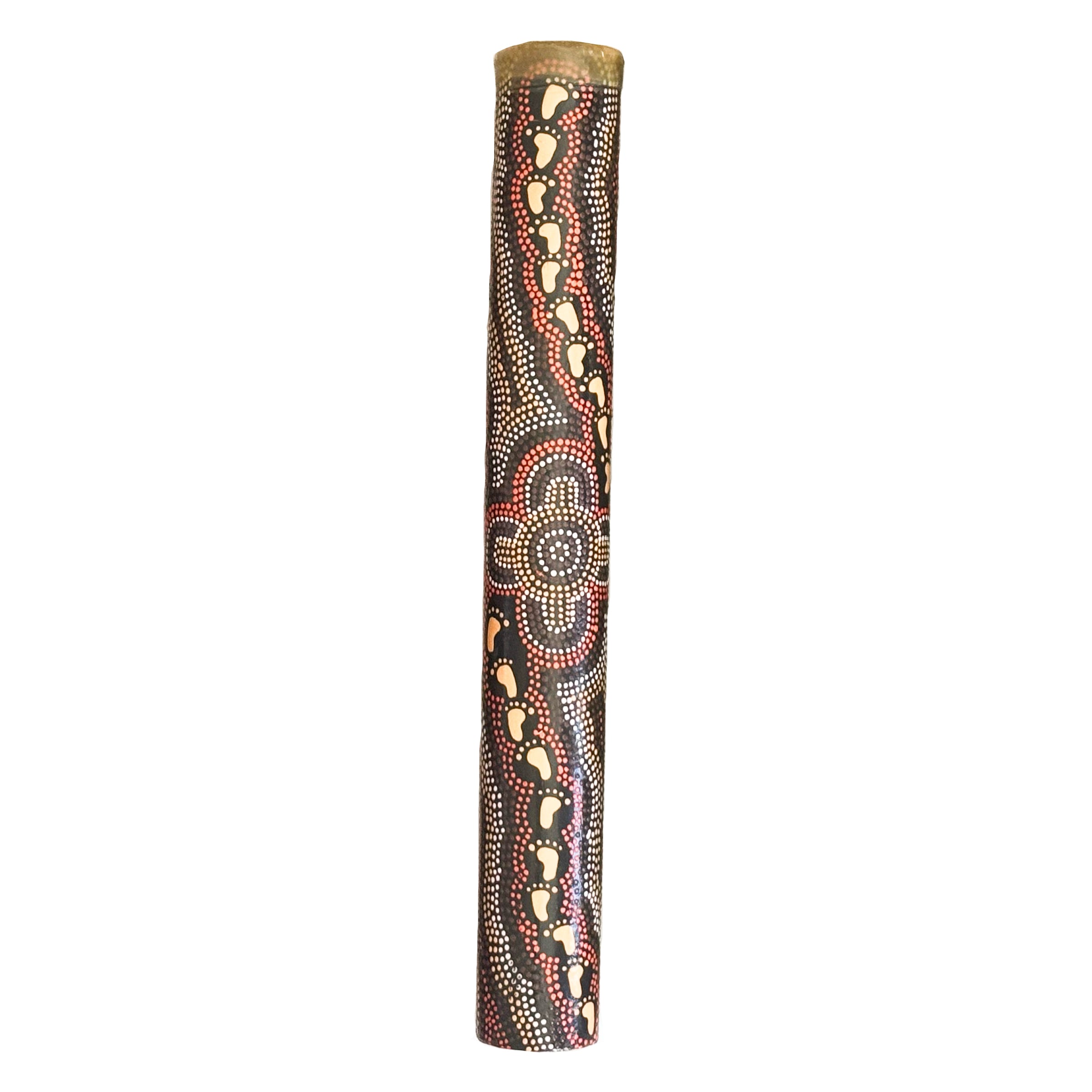40cm / 16" DIDGERIDOO, BAMBOO - ABORIGINAL ART - ON WALKABOUT OCHRE - AUSTRALIA, INDIGENOUS, SOUVENIR, GIFT