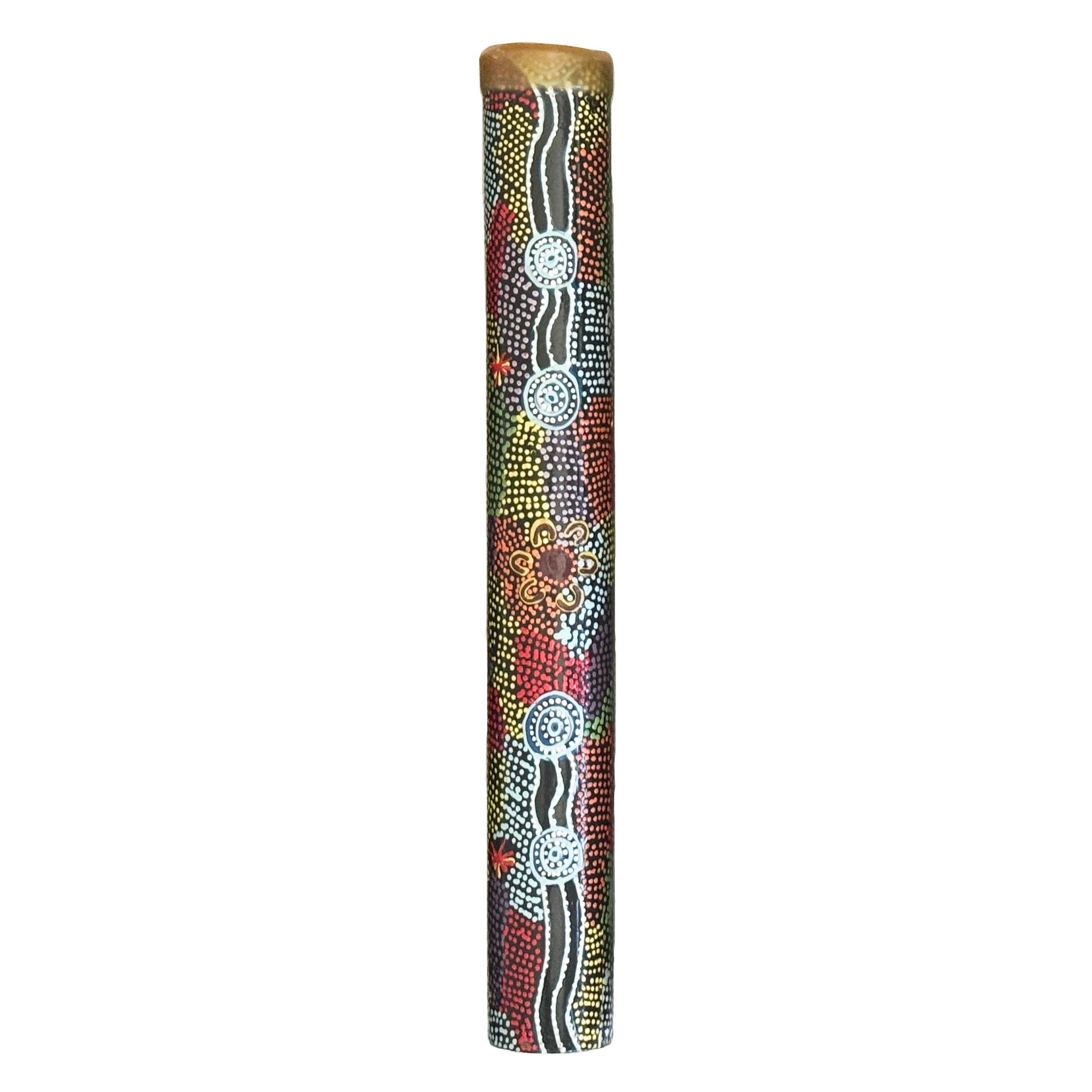 40cm / 16" DIDGERIDOO, BAMBOO - ABORIGINAL ART - WOMEN GATHERING AT WATERHOLES - AUSTRALIA, INDIGENOUS, SOUVENIR, GIFT