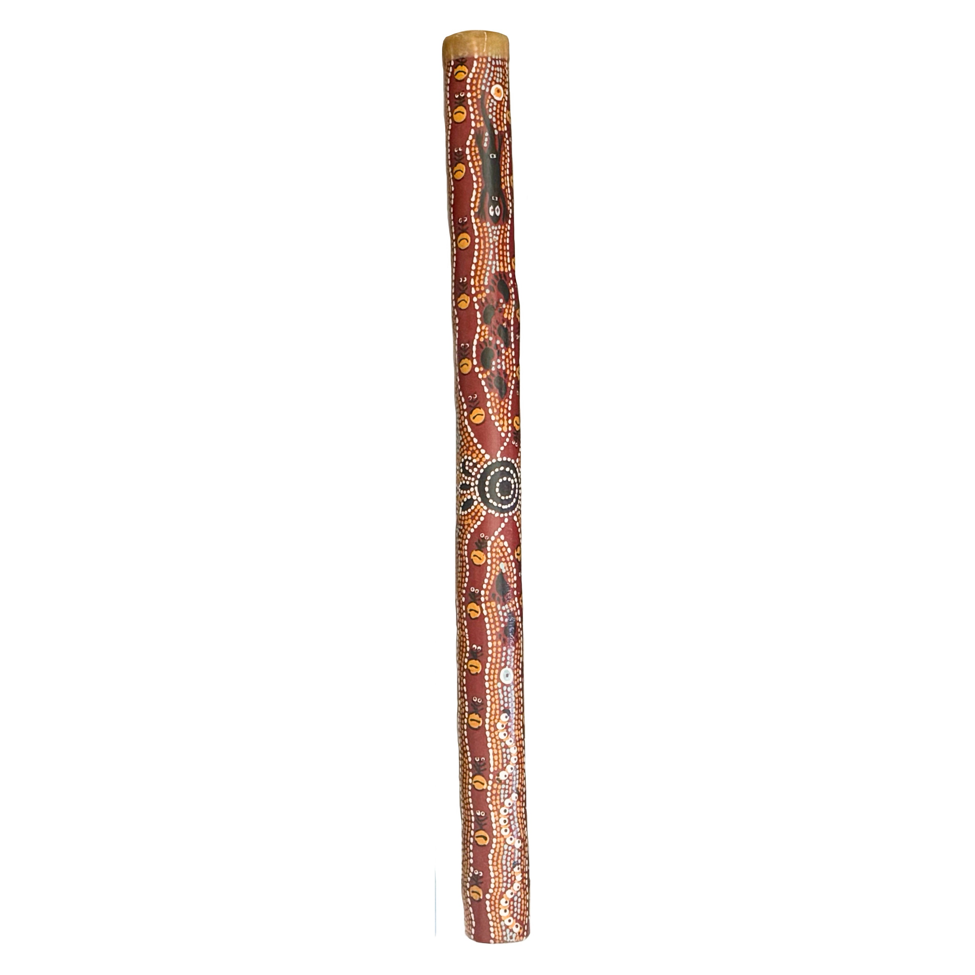 60cm / 24" DIDGERIDOO, BAMBOO - ABORIGINAL ART - BUSH TUCKER TAN - AUSTRALIA, INDIGENOUS, SOUVENIR, GIFT