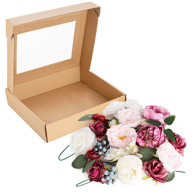 BOX OF FLOWERS - RED, PINK, WHITE & CREAM - ROSE, PEONY & BERRY - ARTIFICIAL FLOWERS - MAKE YOUR OWN BOUQUET, DIY, WEDDING, BRIDESMAID, BRIDE