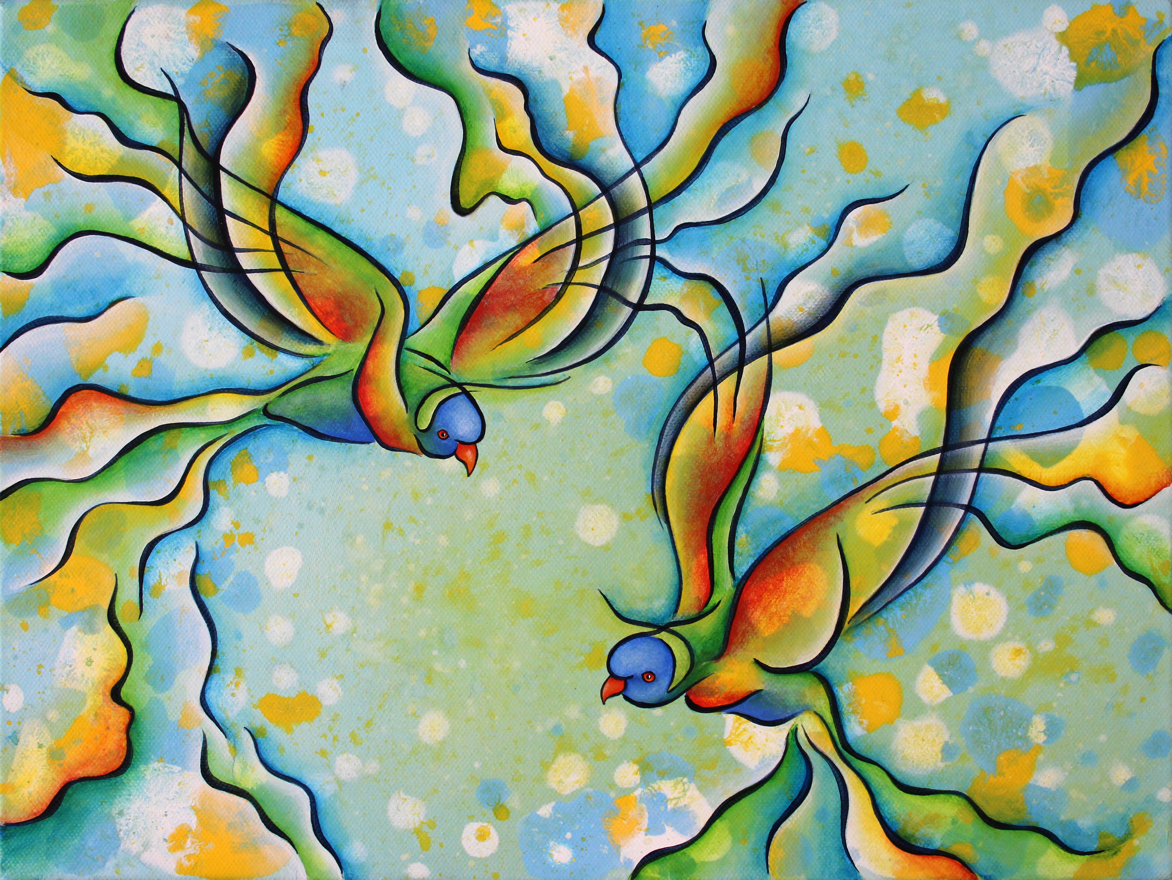 6 PLACEMATS + 6 COASTERS - MADE IN AUSTRALIA - WATERPROOF - RAINBOW LORIKEET BIRDS - SOUVENIR, GIFT