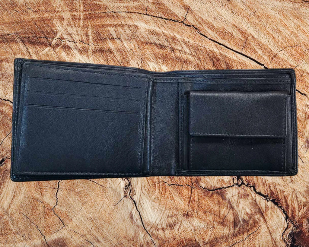aboriginal leather wallet black
