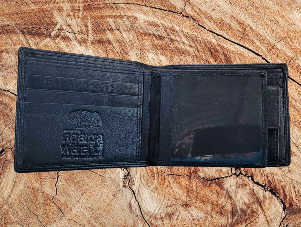 aboriginal leather wallet black