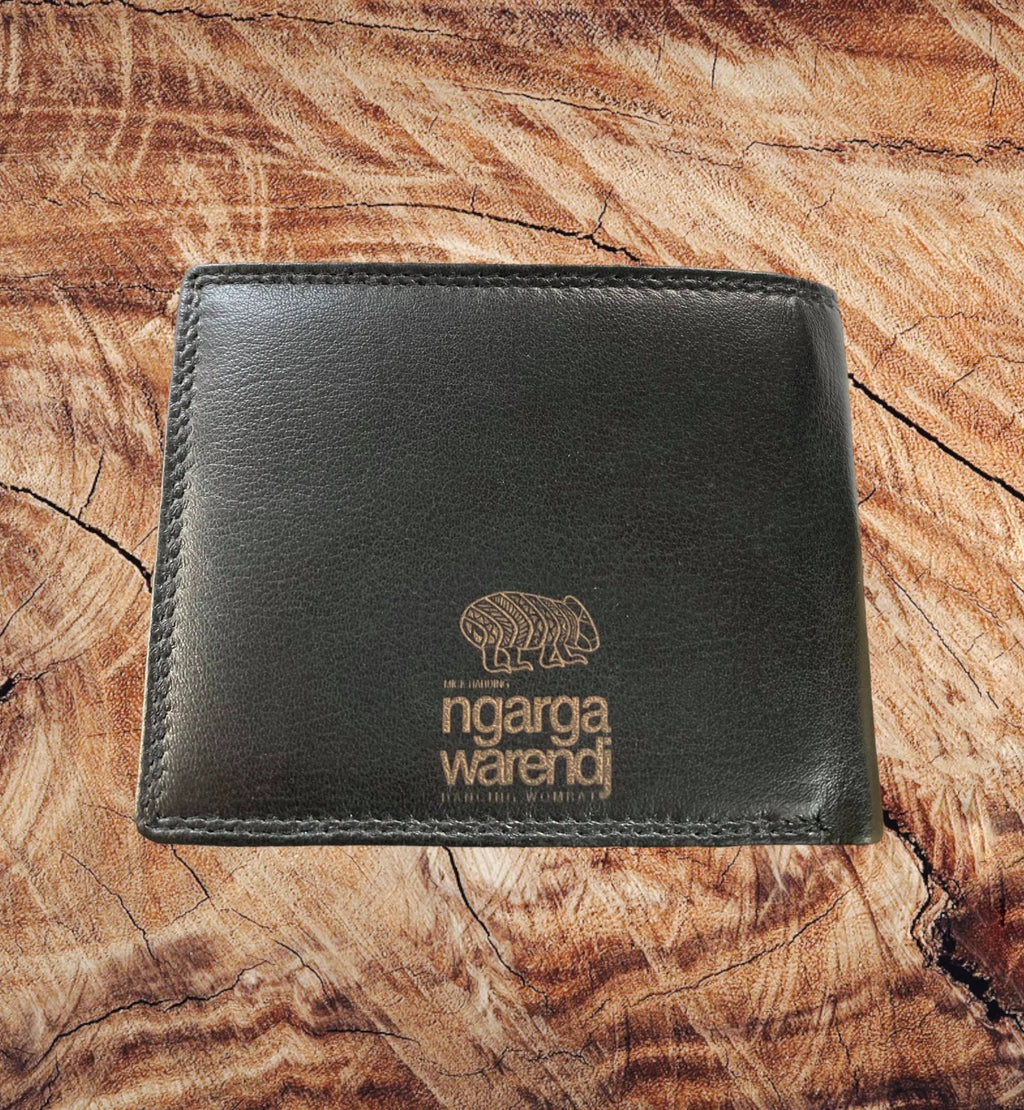 aboriginal leather wallet black