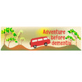 BUMPER STICKER - MADE IN AUSTRALIA - 220x60mm - ADVENTURE BEFORE DEMENTIA - RED VAN - NOMAD, CAR, CARAVAN, MOTORHOME, SOUVENIR
