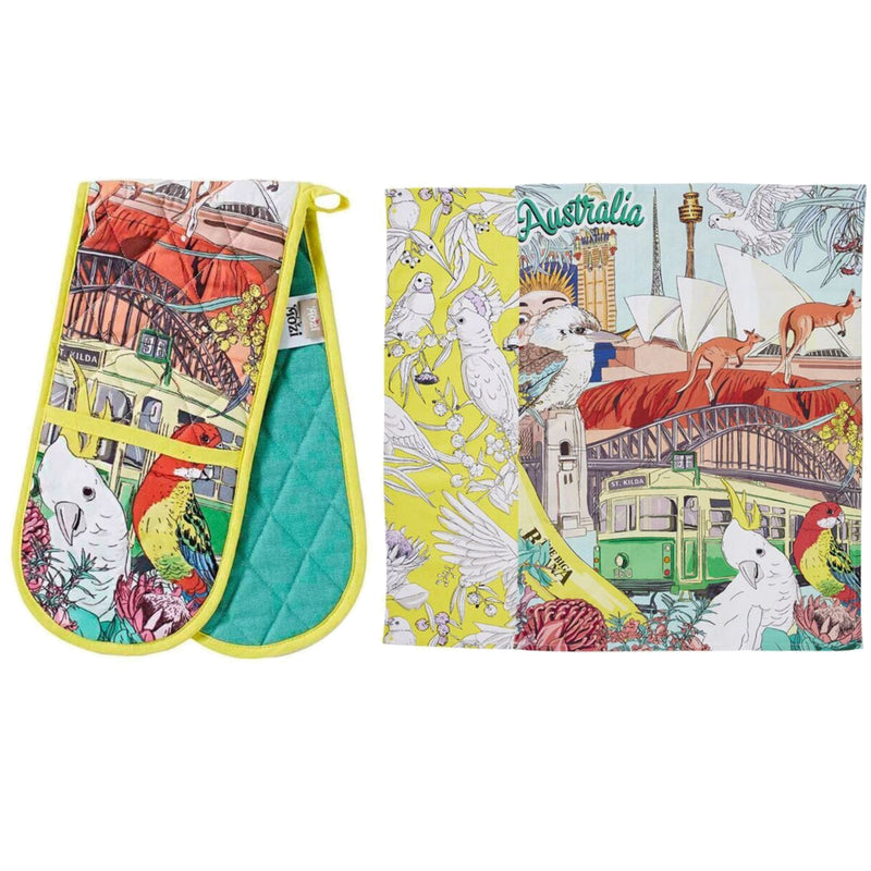 australian tea towel, oven mitt
