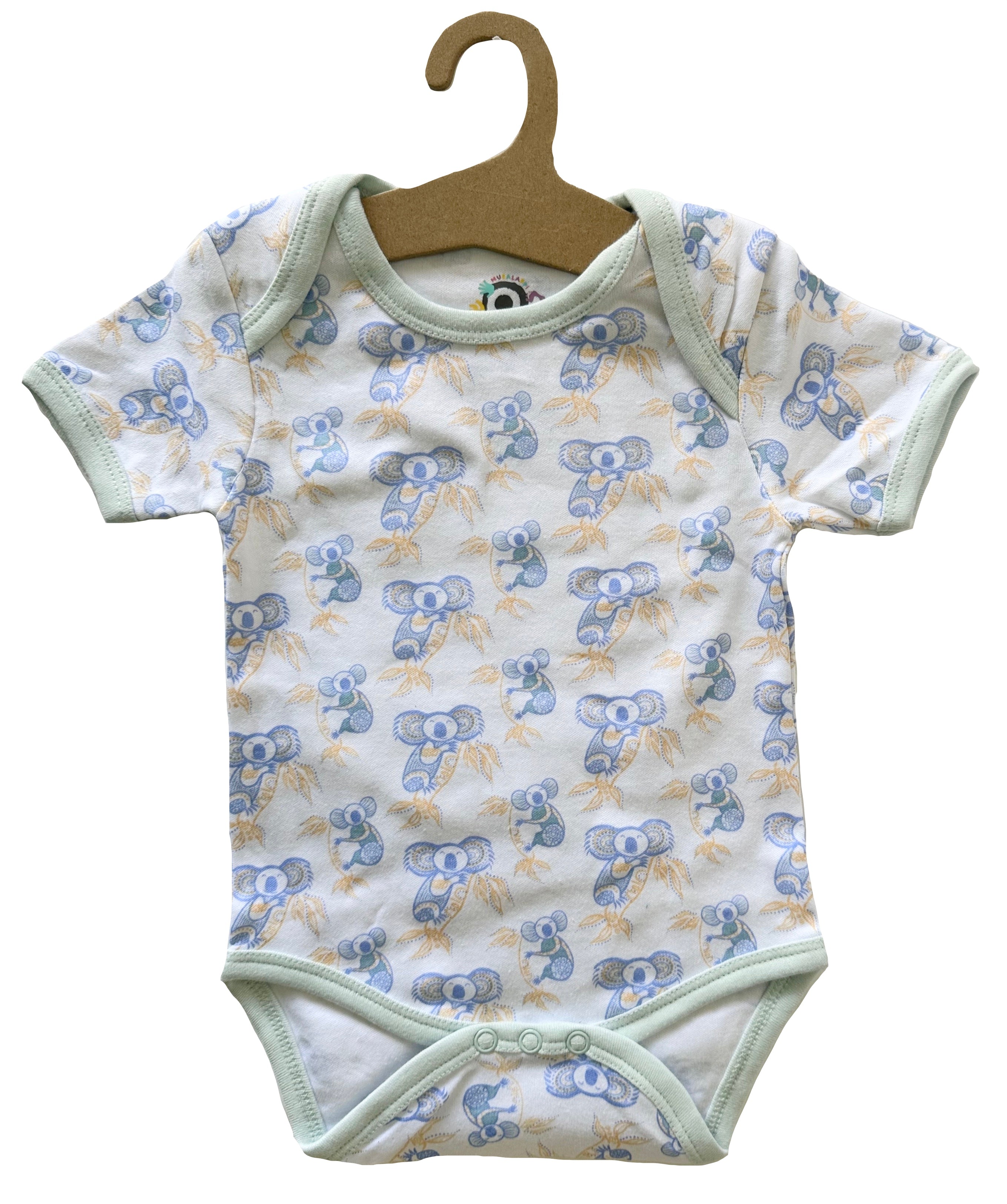 baby romper and bib koala blue