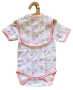 baby romper and bib koala pink