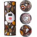 3 x CHRISTMAS BAUBLES -  HANGING, 80mmD - ABORIGINAL ART - JILMARA - AUSTRALIA, INDIGENOUS, SOUVENIR, GIFT, XMAS TREE