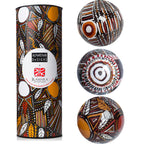 3 x CHRISTMAS BAUBLES -  HANGING, 80mmD - ABORIGINAL ART - JILMARA - AUSTRALIA, INDIGENOUS, SOUVENIR, GIFT, XMAS TREE