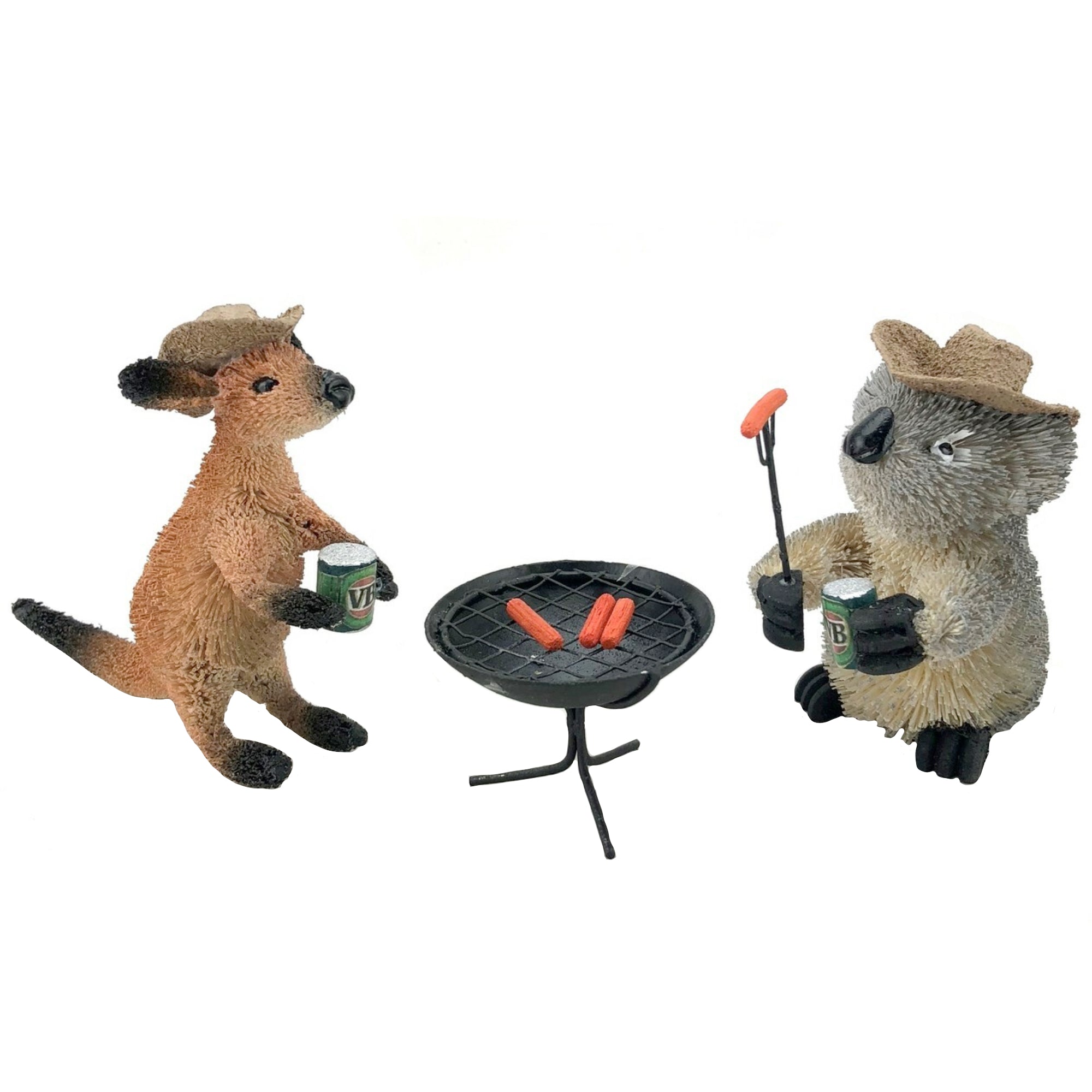 AUSTRALIAN FIGURINE - KANGAROO & KOALA 'BBQ MATES' - STANDING ORNAMENT - AUSTRALIA ANIMALS - SOUVENIR, GIFT