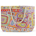 LARGE BEACH BAG, TOTE BAG, OVERNIGHT BAG - ABORIGINAL ART - FELICITY ROBERTSON - AUSTRALIA, INDIGENOUS, SOUVENIR, GIFT