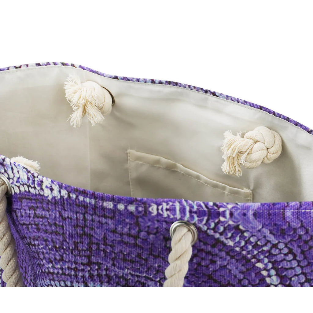 LARGE BEACH BAG, TOTE BAG, OVERNIGHT BAG - ABORIGINAL ART - SABRINA ROBERTSON, PURPLE - AUSTRALIA, INDIGENOUS, SOUVENIR, GIFT