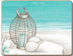 6 PLACEMATS + 6 COASTERS - CINNAMON, CORK - BEACH LANTERN, LISA POLLOCK, AUSTRALIA - SOUVENIR, GIFT