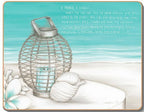 6 PLACEMATS + 6 COASTERS - CINNAMON, CORK - BEACH LANTERN, LISA POLLOCK, AUSTRALIA - SOUVENIR, GIFT