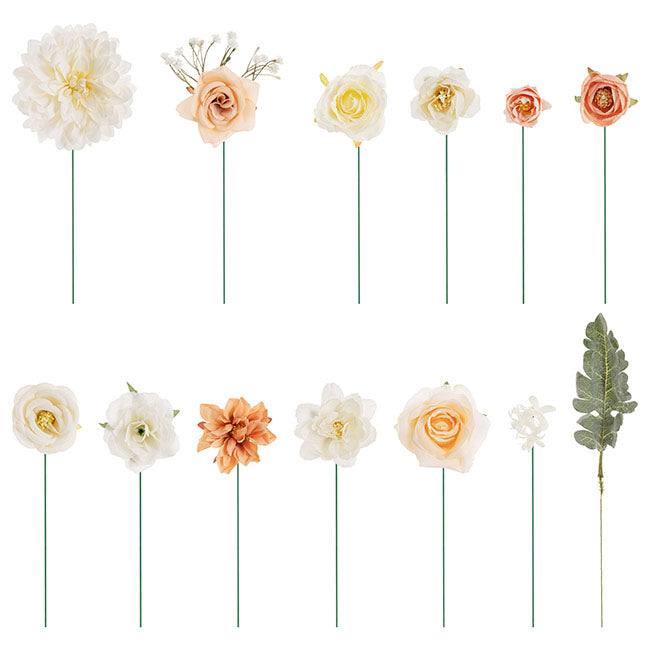 beige rose and dahlia flowers