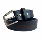 MENS BELT - 100% LEATHER - BLACK - MEDIUM, 36-38" - MADE IN AUSTRALIA - ABORIGINAL ART - GUM LEAVES - AUSTRALIA, INDIGENOUS, SOUVENIR, GIFT