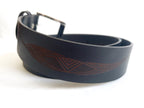 MENS BELT - 100% LEATHER - BLACK - MEDIUM, 36-38" - MADE IN AUSTRALIA - ABORIGINAL ART - GUM LEAVES - AUSTRALIA, INDIGENOUS, SOUVENIR, GIFT