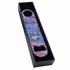 BOTTLE OPENER - ABORIGINAL ART - STAINLESS STEEL - GRANDMOTHER'S COUNTRY - AUSTRALIA, INDIGENOUS, SOUVENIR, GIFT