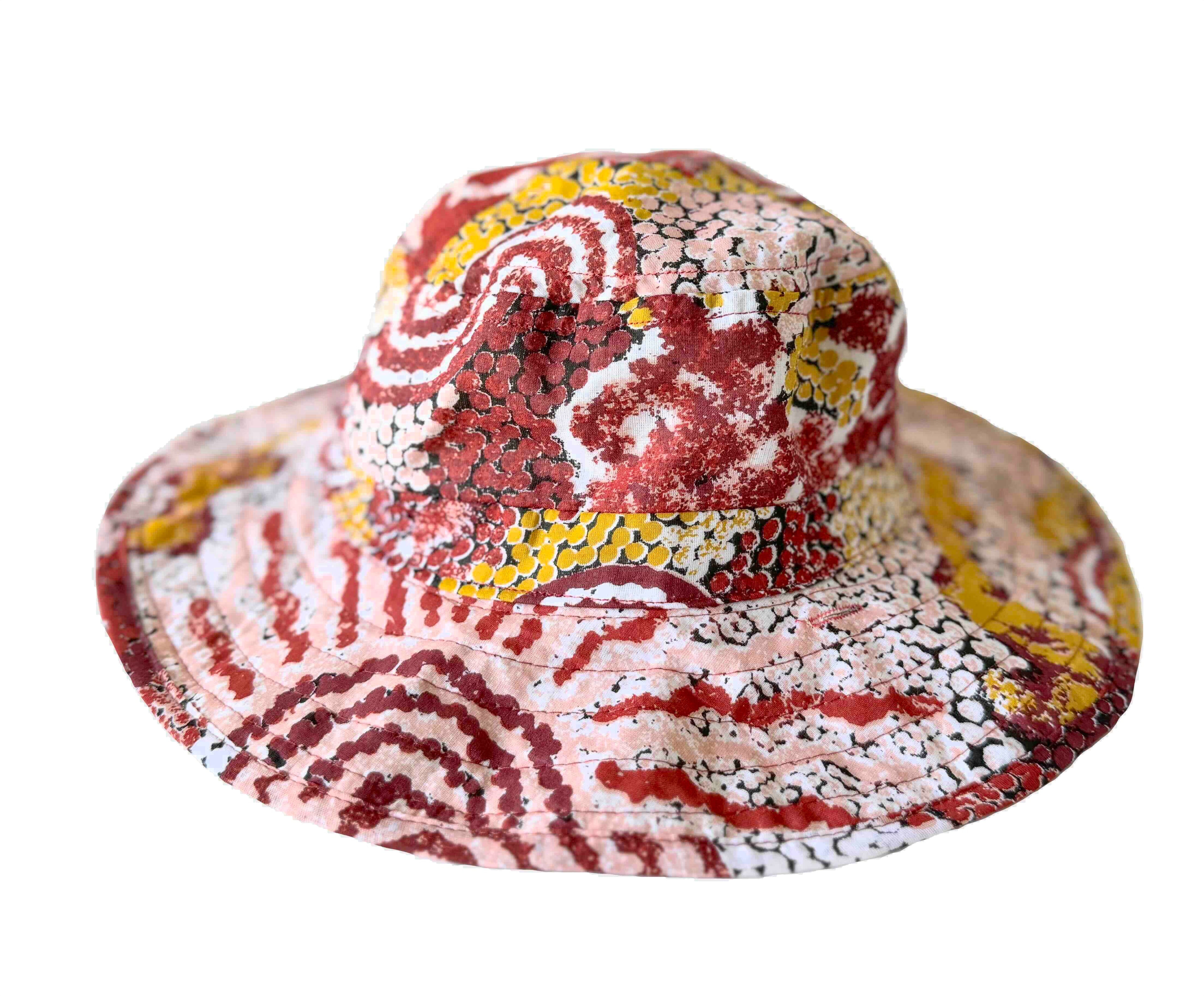 BUCKET HAT - ABORIGINAL ART - MEDIUM, 56cm - DAMIEN & YILPI MARKS - AUSTRALIA, INDIGENOUS, SOUVENIR, GIFT