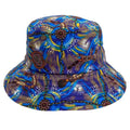 BUCKET HAT, 56cm - ABORIGINAL ART - MEETING PLACE WATER - AUSTRALIA, INDIGENOUS, SOUVENIR, GIFT