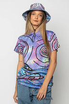 BUCKET HAT, 57cm - ABORIGINAL ART - YURA BUANGANJIN - DRAWSTRING CORD - AUSTRALIA, INDIGENOUS, SOUVENIR, GIFT