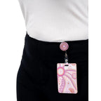 RETRACTABLE ID CARD HOLDER WITH CLIP - ABORIGINAL ART - A BRIGHT FUTURE - AUSTRALIA, INDIGENOUS, SOUVENIR, GIFT