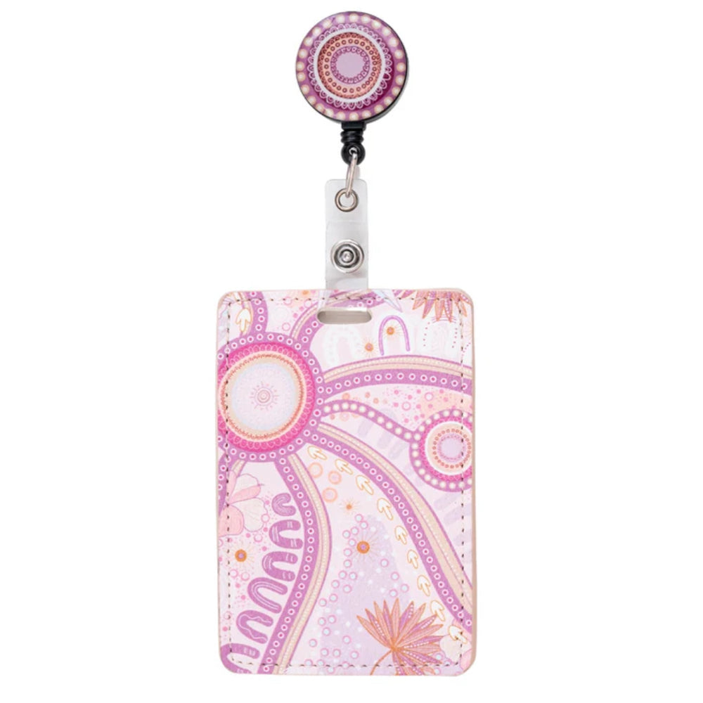 RETRACTABLE ID CARD HOLDER WITH CLIP - ABORIGINAL ART - A BRIGHT FUTURE - AUSTRALIA, INDIGENOUS, SOUVENIR, GIFT