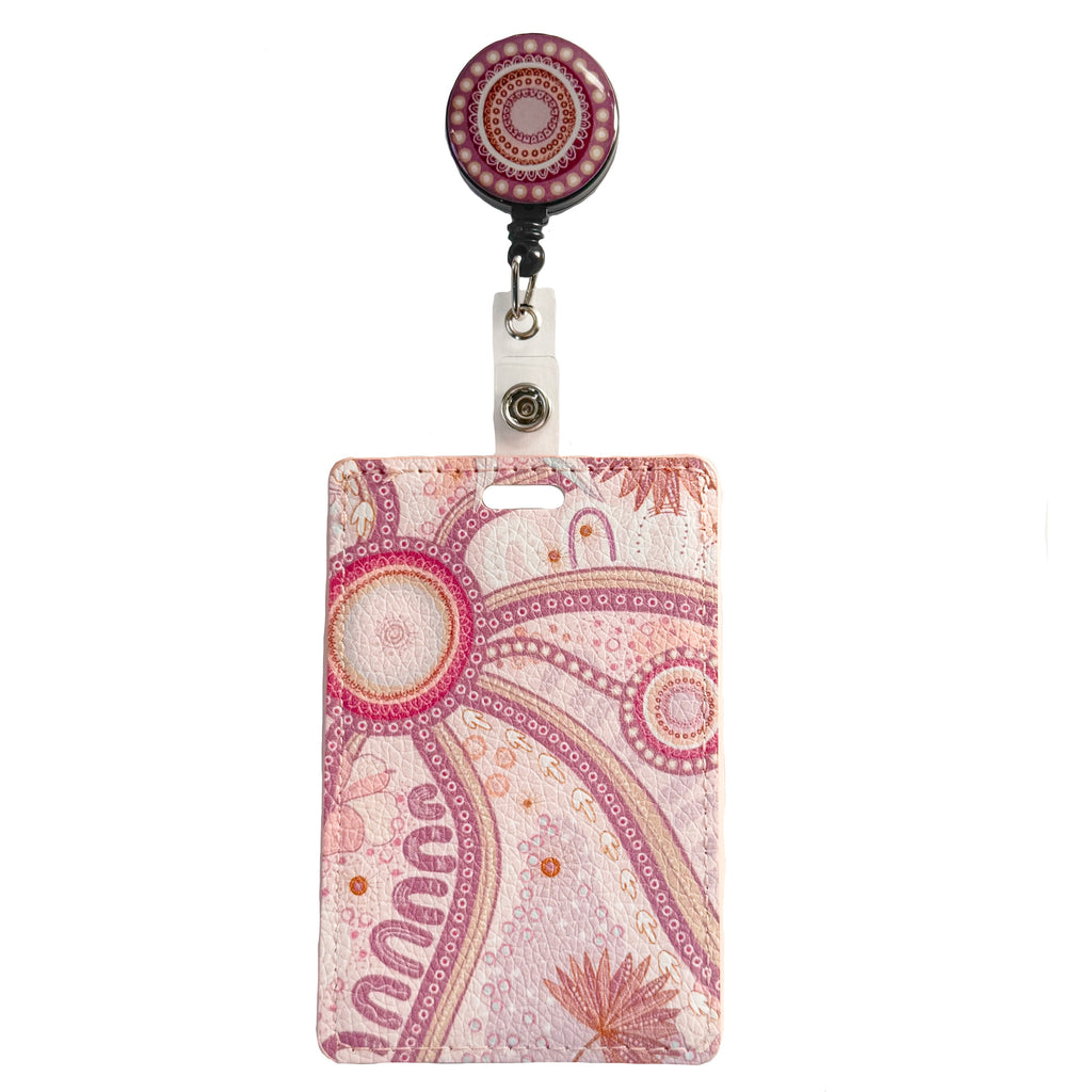 RETRACTABLE ID CARD HOLDER WITH CLIP - ABORIGINAL ART - A BRIGHT FUTURE - AUSTRALIA, INDIGENOUS, SOUVENIR, GIFT