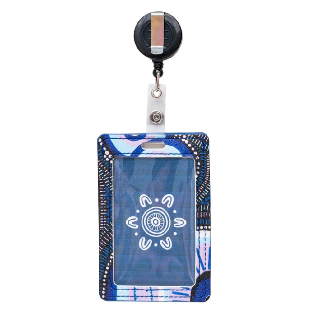 RETRACTABLE ID CARD HOLDER WITH CLIP - ABORIGINAL ART - FUTURE DREAMING - AUSTRALIA, INDIGENOUS, SOUVENIR, GIFT