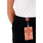 RETRACTABLE ID CARD HOLDER WITH CLIP - ABORIGINAL ART - LEAVING FOOTPRINTS - AUSTRALIA, INDIGENOUS, SOUVENIR, GIFT