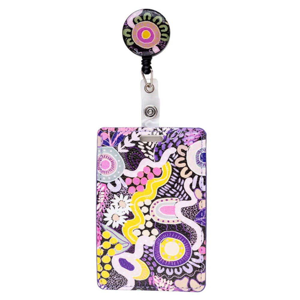 RETRACTABLE ID CARD HOLDER WITH CLIP - ABORIGINAL ART - LEGACY - AUSTRALIA, INDIGENOUS, SOUVENIR, GIFT