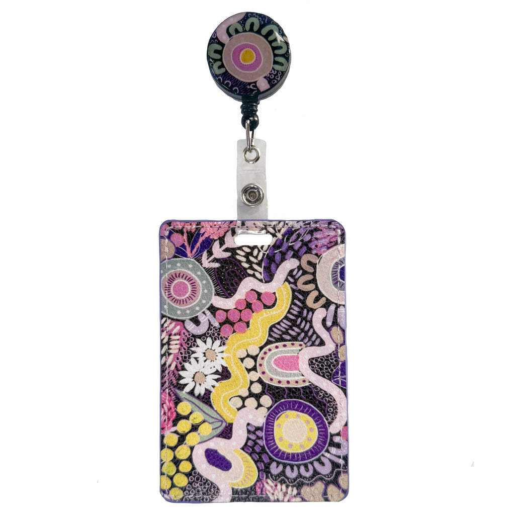 RETRACTABLE ID CARD HOLDER WITH CLIP - ABORIGINAL ART - LEGACY - AUSTRALIA, INDIGENOUS, SOUVENIR, GIFT